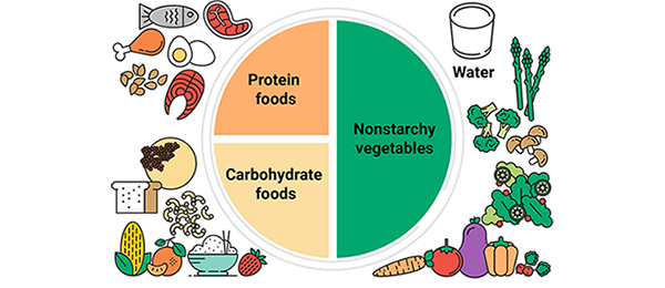 The second version of an updated Healthwise health education illustration showing portion sizes updated to include more diverse foods